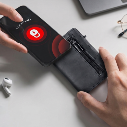 RFID scanner blocked by the wallet's shielded card holder